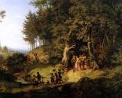 阿德里安 路德维格 里克特 : Bridal Procession In A Spring Landscape